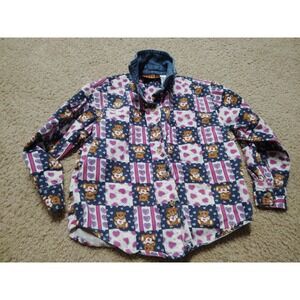 Vintage Faded Glory Patchwork Bear Hearts Shirt Girls Size 6
